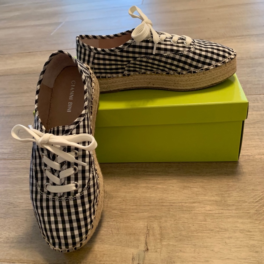 Gianni Bini Gingham Lace-up Espadrilles - Picture 4 of 6